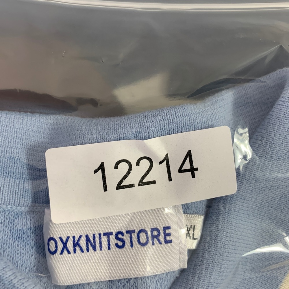 Oxknit Polo Men Extra Large Blue Short Sleeve 1/4 Zip 70's Hippie Retro